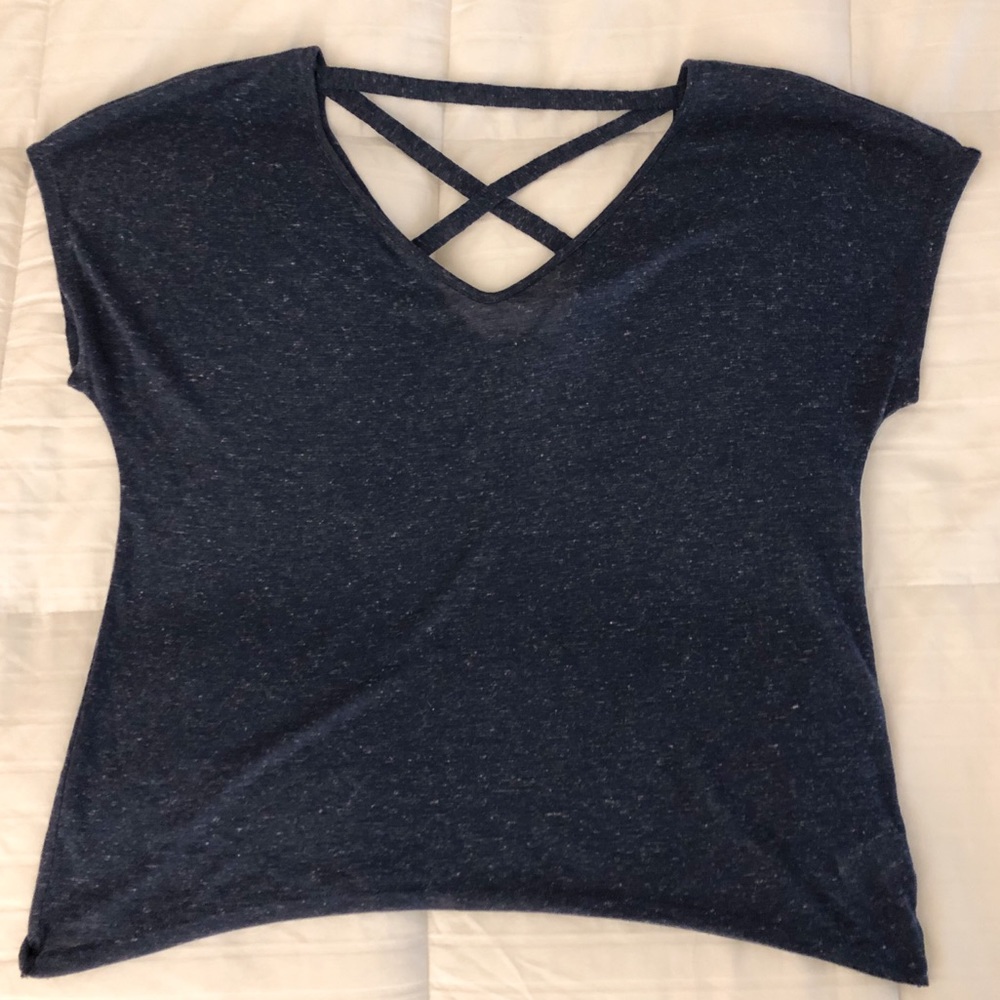 AMERICAN EAGLE Navy Cross Back Short Sleeve Tee